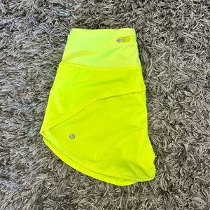 lululemon speed up shorts 4’ highlight yellow